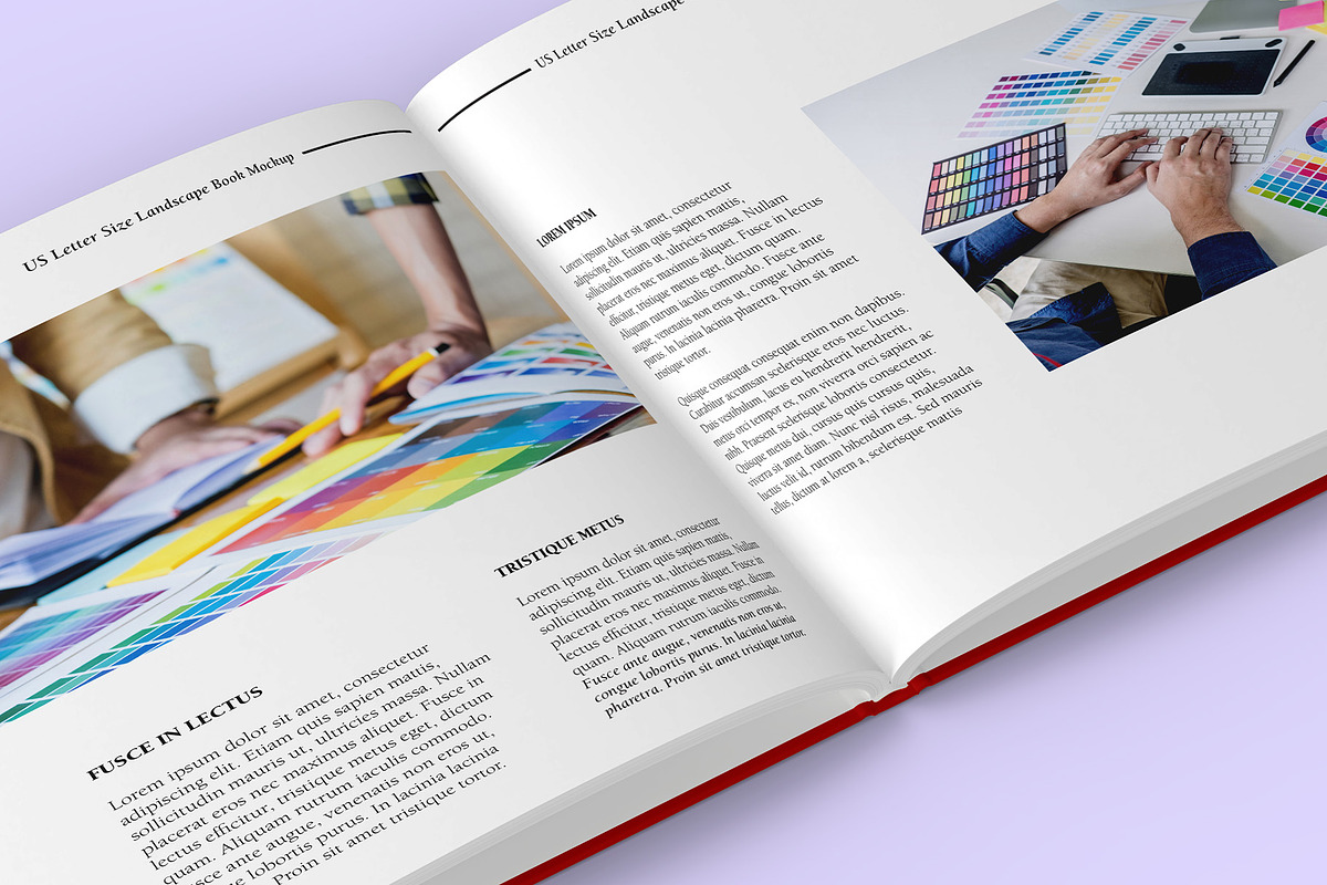 US Letter Size Landscape Book Mockup, a Books & Magazine Mockup by Illusiongraphic (Photo 26 of 31)