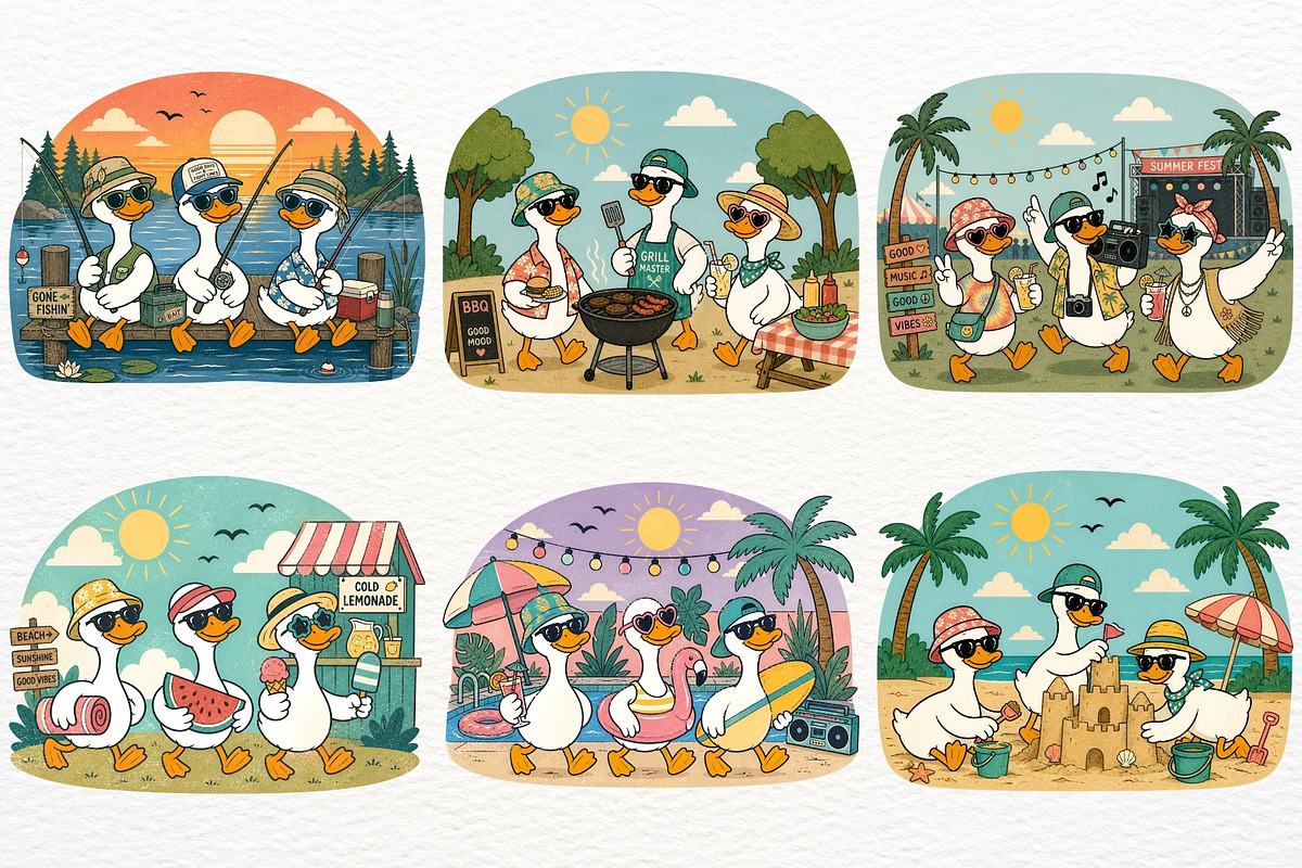 Summer Silly Goose Clipart Coastal, an Animal Illustration by SugarCloudStudioArt (Photo 3 of 4)
