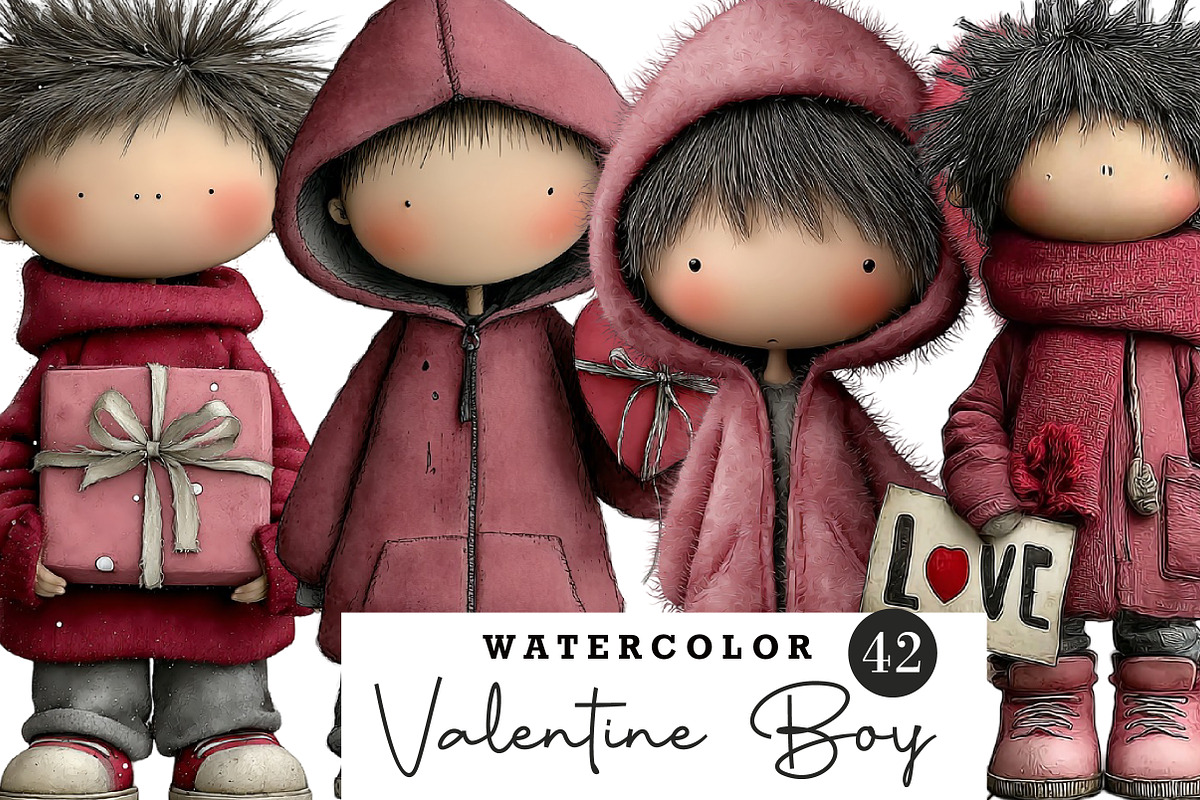 Quirky Valentine Boy Clipart, an Illustration by CreationArt (Photo 1 of 5)