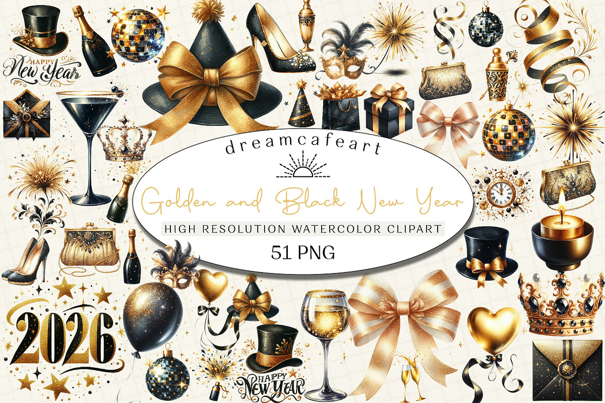 Golden and Black New Year Sublimatio, an Illustration by DreamCafeArt (Photo 1 of 6)
