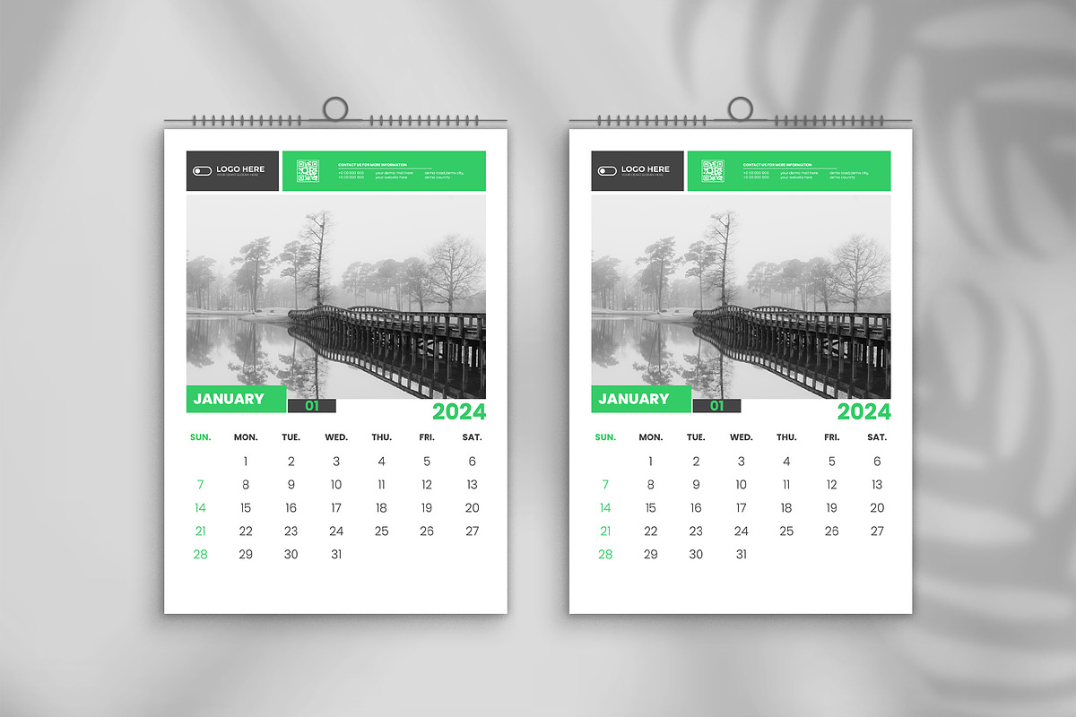 2024 wall calendar design template, a Stationery Template by Tanmoy Topu