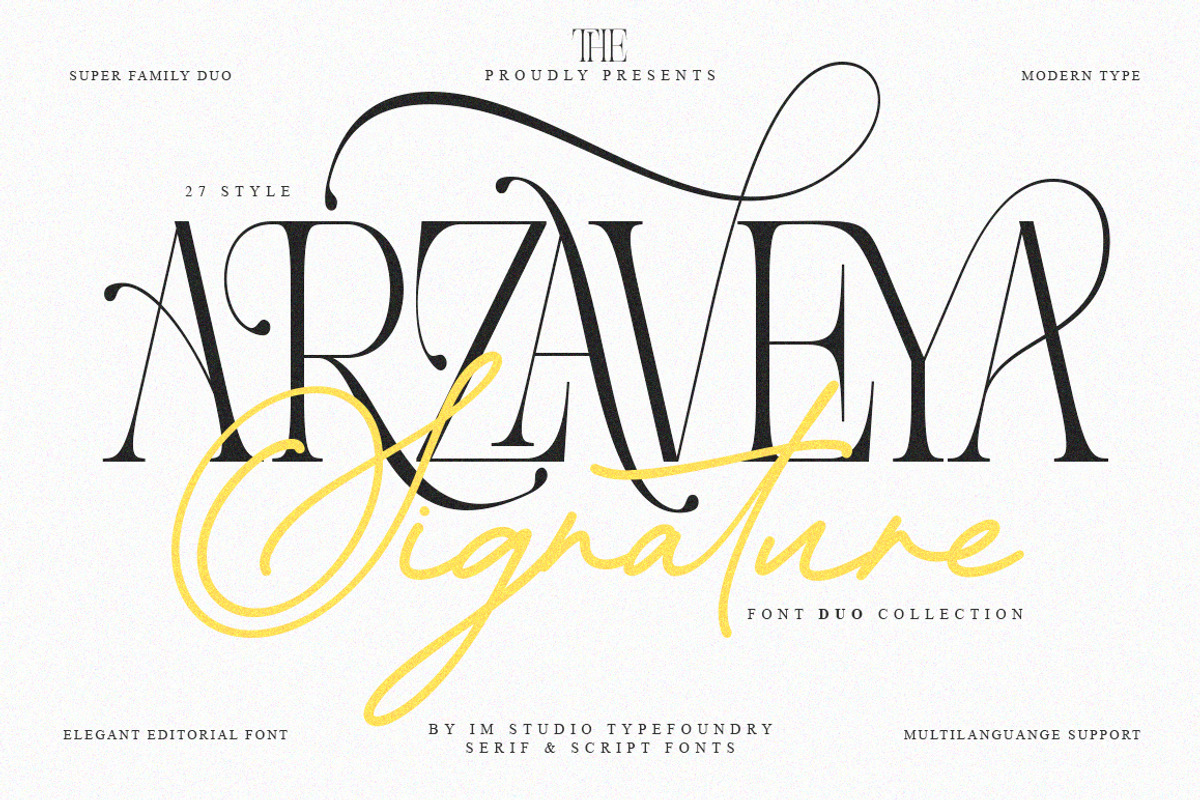 Arzaveya Font Duo | 27 Font Files, a Script Font by IM Studio (Photo 1 of 13)