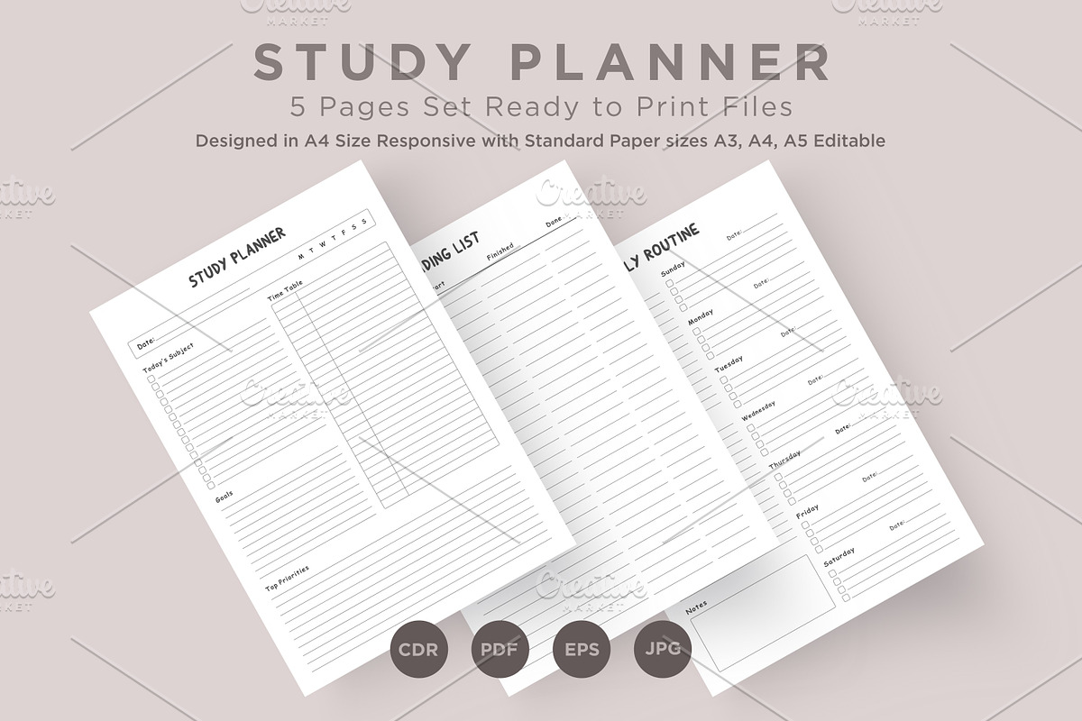 Study Planning Pages Set V-04, a Stationery Template by shahsoft (Photo 1 of 3)