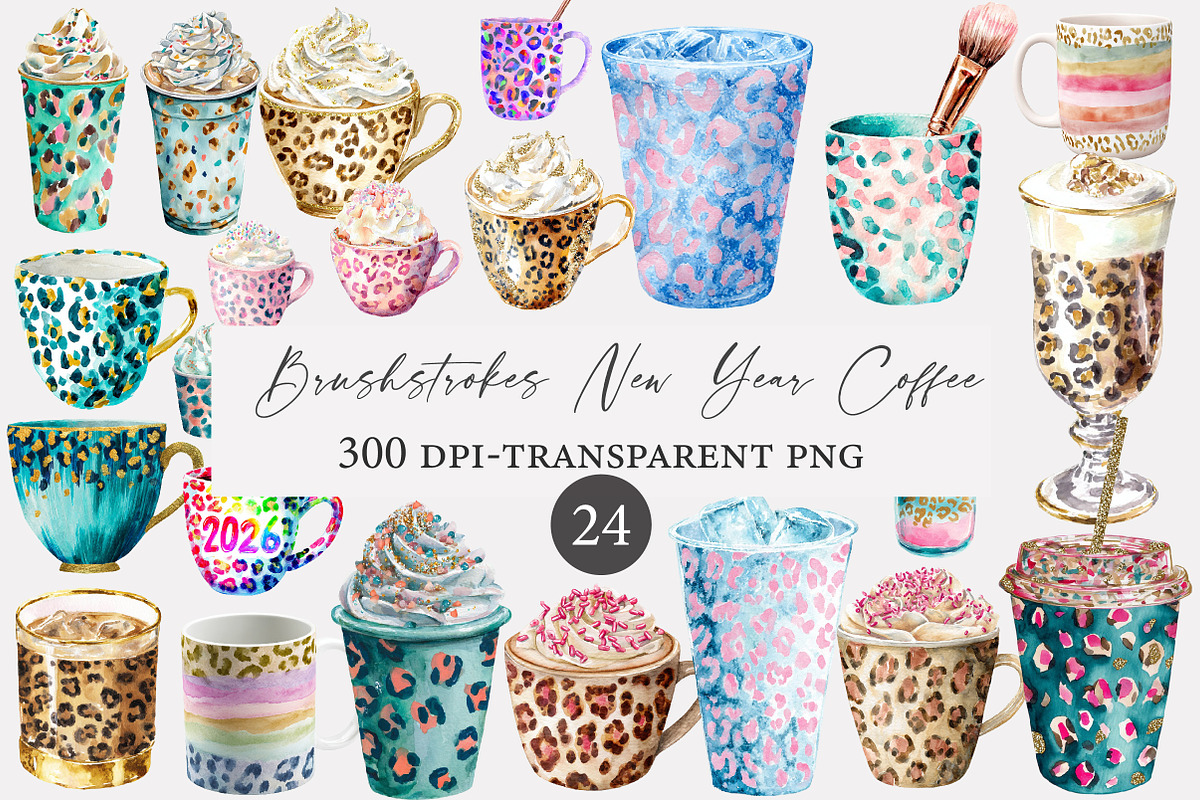 Brushstrokes New Year Coffee Cup, an Illustration by Designworld (Photo 1 of 5)