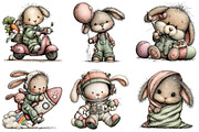 Quirky Easter Bunny Clipart, an Illustration by Dream Creation (Thumbnail 4 of 6)