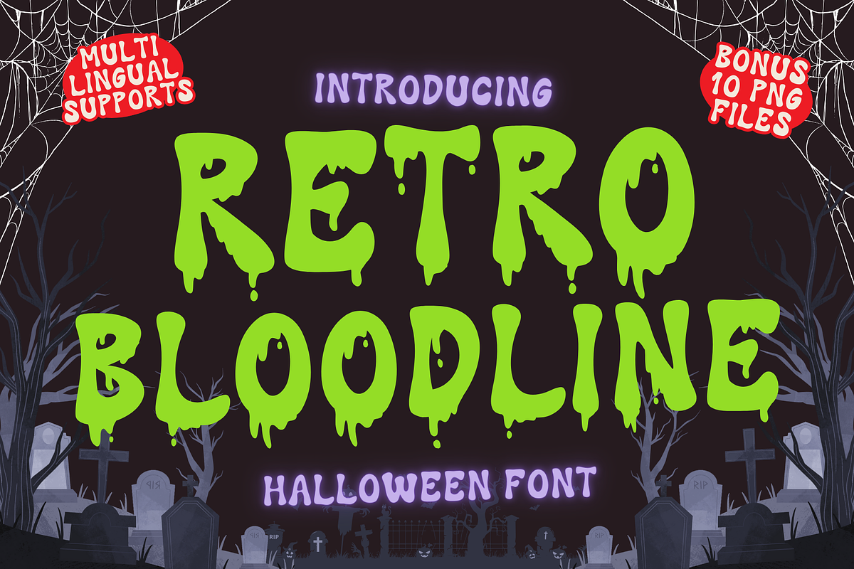 Retro Bloodline is a Halloween font, a Handwritten Font by Brown Cupple (Photo 1 of 11)