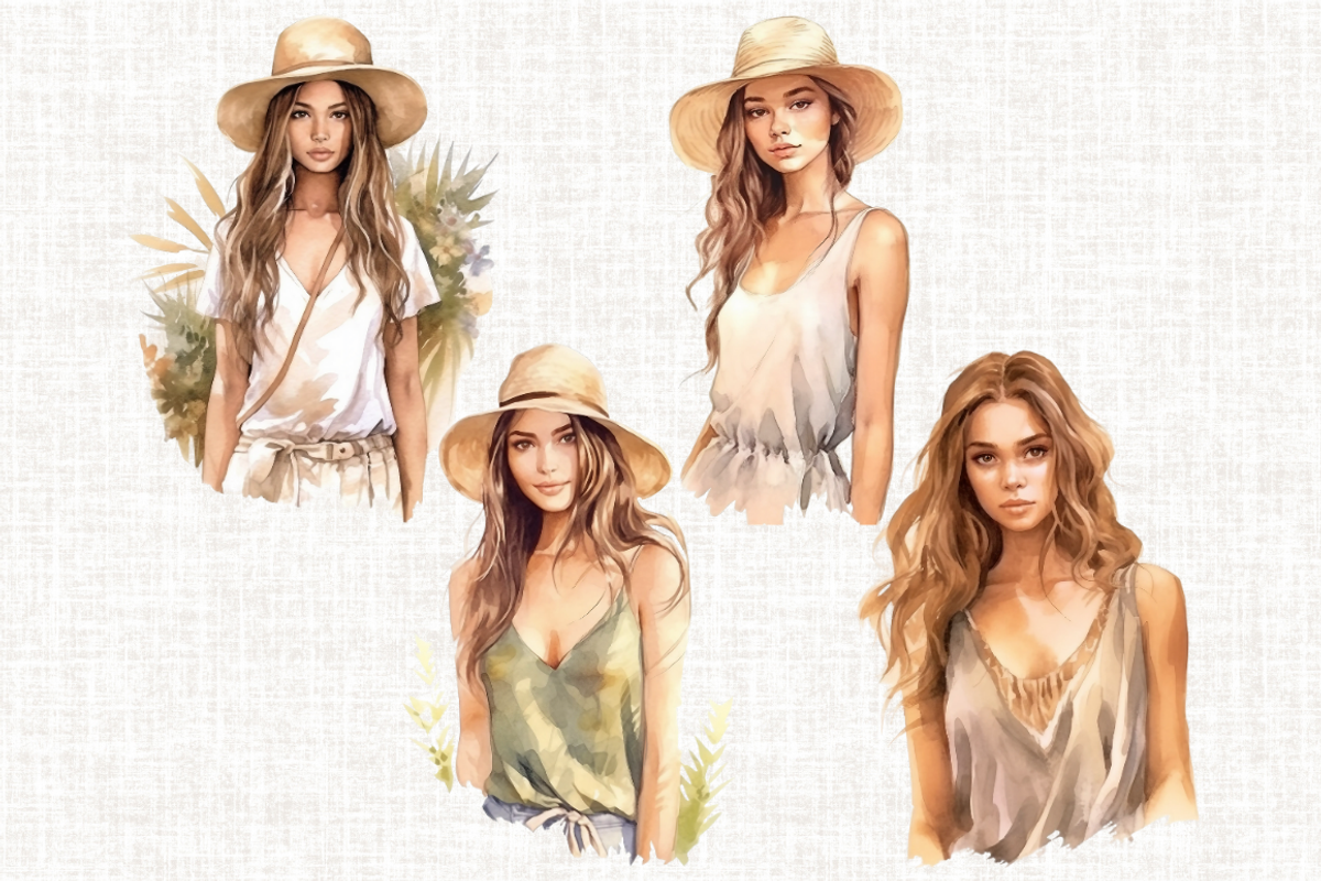 Watercolor Boho Girl Clipart, a Person Illustration by Mash Mash Stickers (Photo 3 of 9)