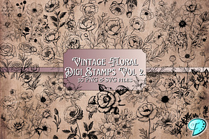 Vintage Floral Digi Stamps Vol 2.