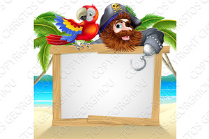 Cartoon Pirate Captain And Parrot, a Texture Illustration by Christos Georghiou