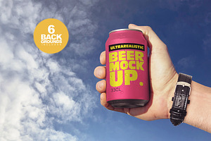 Beer Can in the Sky Mockup, a Packaging Mockup by SmartDesigns