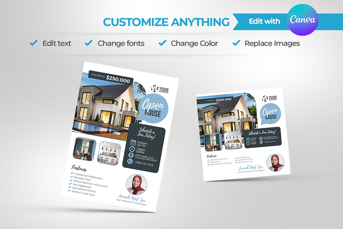 Open House Real Estate Canva, a Flyer Template by antyalias store (Photo 2 of 2)