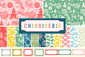 Chinoiserie Patterns Frames Labels
