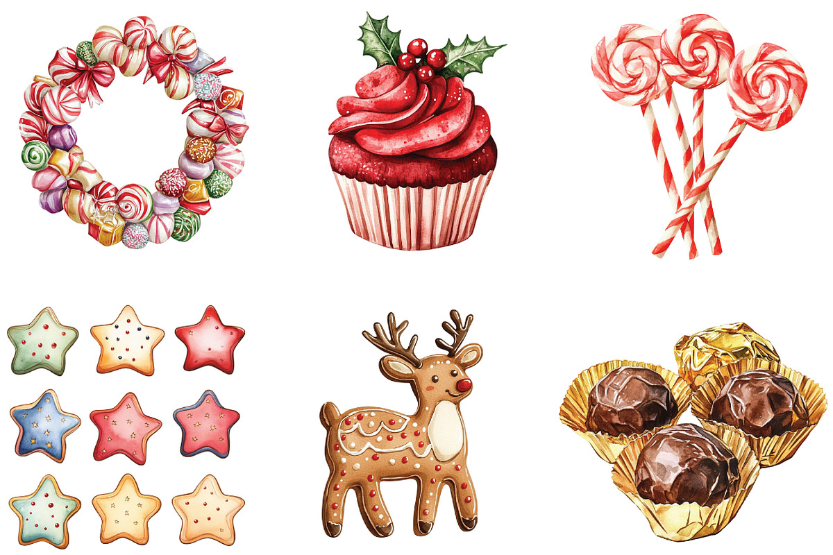Retro Holiday Sweets PNG Clipart, an Illustration by CraftArtStudio (Photo 3 of 6)