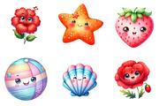Kawaii Summer Beach Clipart Bundle, an Illustration by CreationArt (Thumbnail 4 of 5)