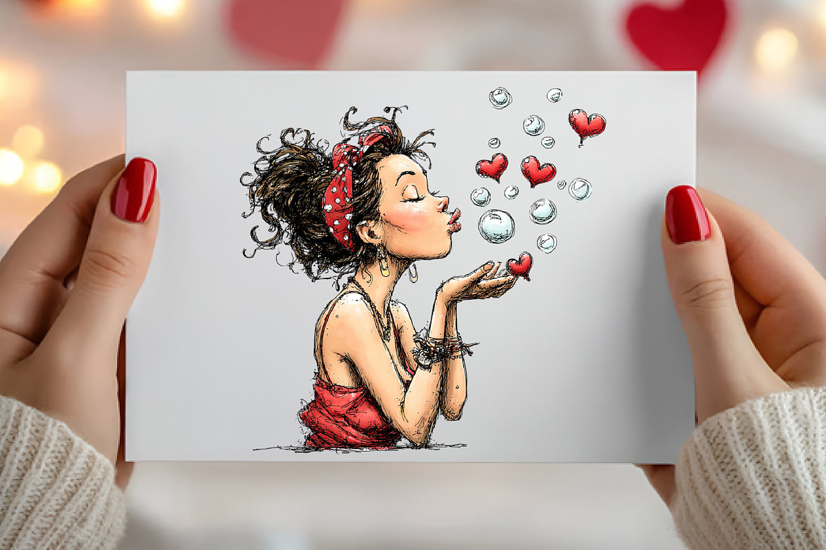 Quirky Valentine Day Girls Clipart, an Illustration by Canvas Craft (Photo 5 of 6)
