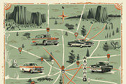 Retro Road Trip Map, a Background Graphic by Printable Treasure (Thumbnail 4 of 9)