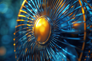 Cooling effects of a fan producing a gentle breeze in a cozy indoor setting, a Photo by AlyaAnd