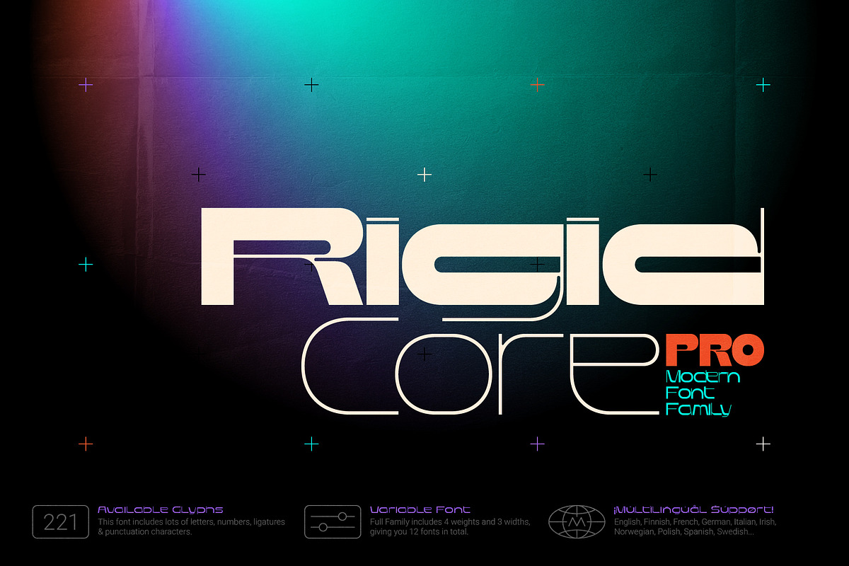 Rigid Core PRO Font Family, a Sans Serif Font by Gleb Guralnyk (Photo 1 of 7)
