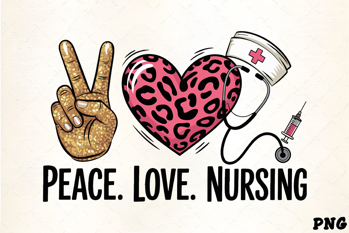Peace love nursing leopard heart des, an Illustration by CrexoraLab (Photo 1 of 4)
