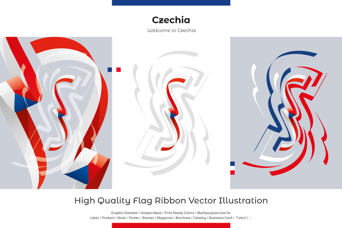 Czechia flag ribbon vector, a Templates & Theme by Simbos (Photo 1 of 9)