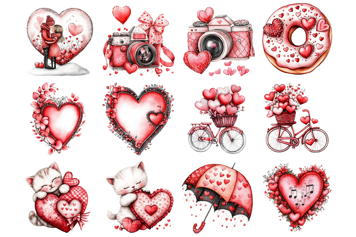 Watercolor Valentine Clipart, an Illustration by Design Market (Photo 2 of 5)