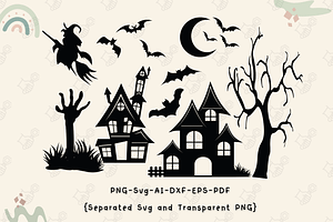 Haunted House SVG, Bat, Witch SVG