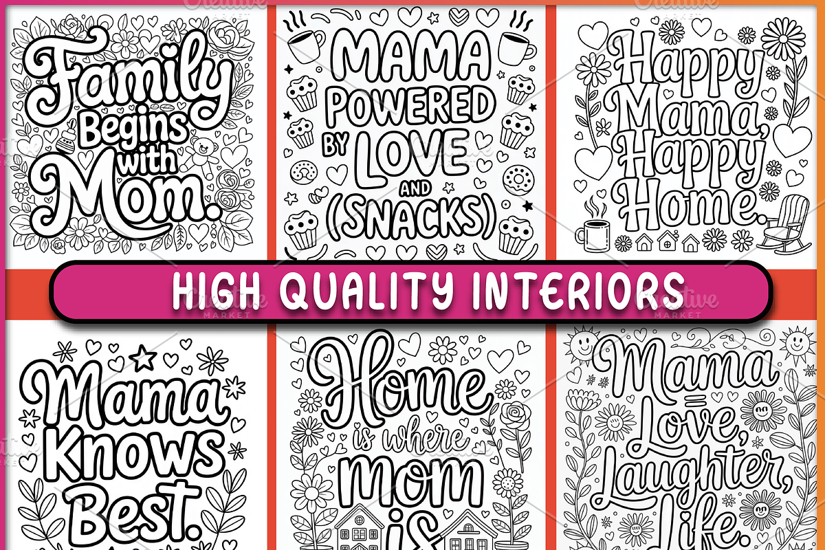 Mom Life Quotes Coloring Book, a Decorative Illustration by Ink Gallery (Photo 4 of 6)