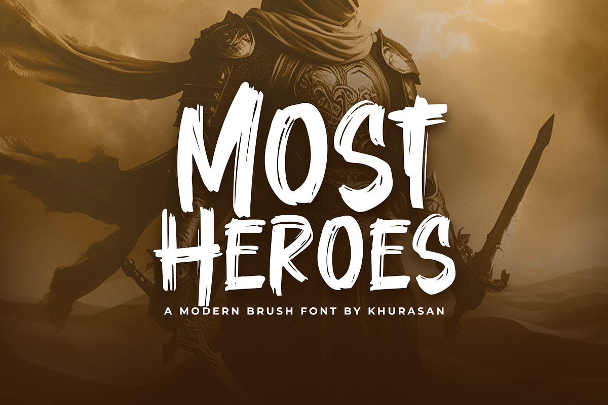 Most Heroes Brush Font, a Script Font by khurasan (Photo 1 of 6)