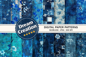 Blue Grunge Texture Digital Papers