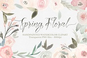 Spring Floral Watercolor Clipart Set, an Illustration by The Autumn Rabbit Ltd (Thumbnail 1 of 2)