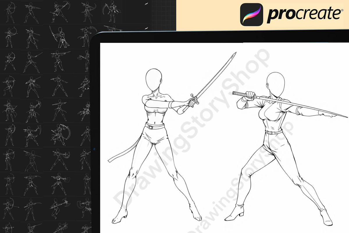 100 Procreate Anime Fighting Stamps, a Brush Add-On by DrawingStoryShop (Photo 4 of 6)