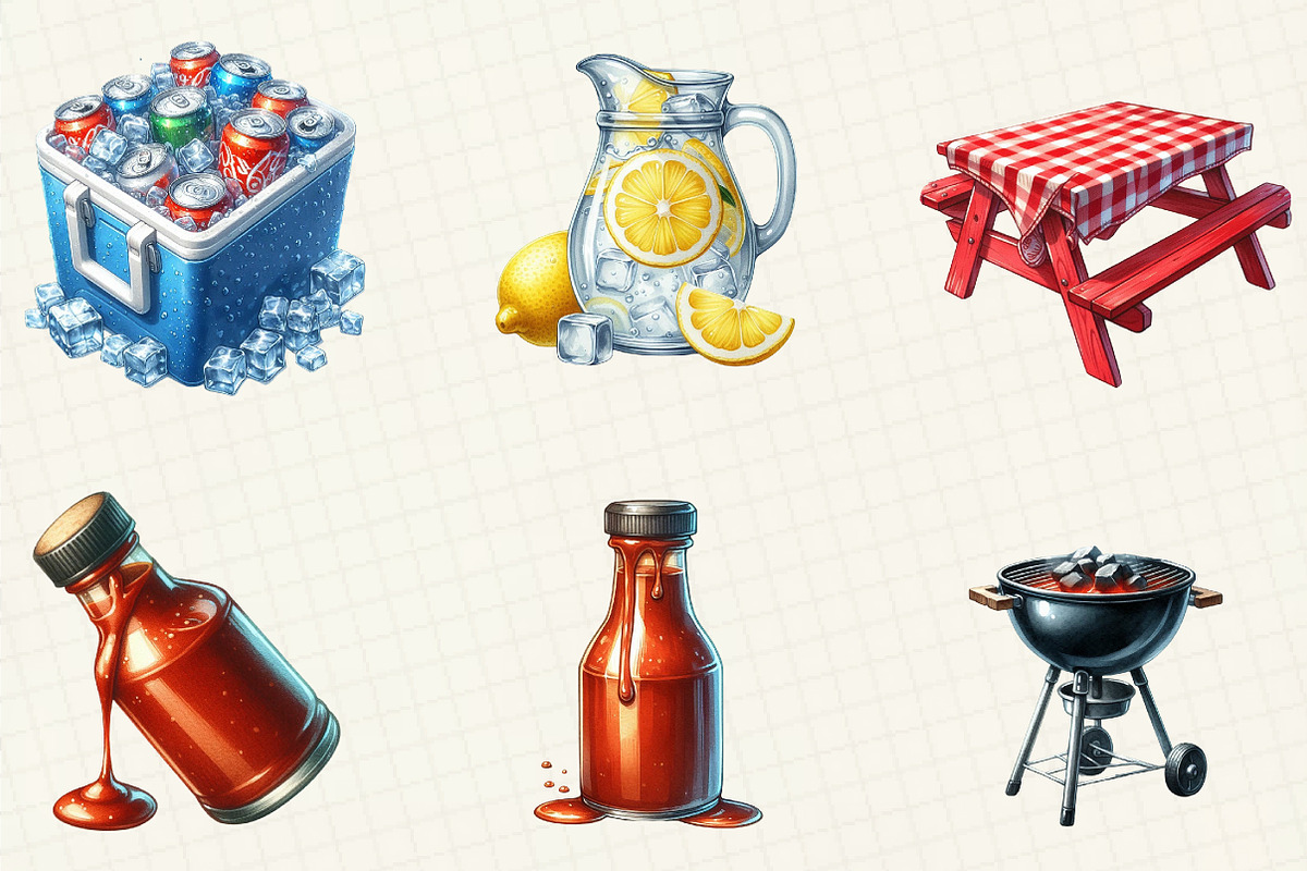 Summer BBQ Party Clipart, an Illustration by cherrydesign (Photo 5 of 6)