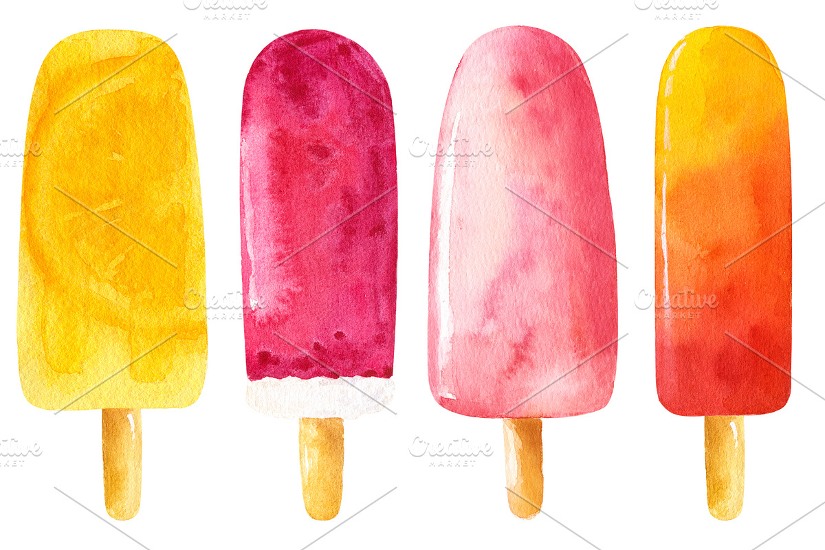 Ice cream watercolor collection, a Food Illustration by Nataliia Pyzhova (Photo 5 of 8)