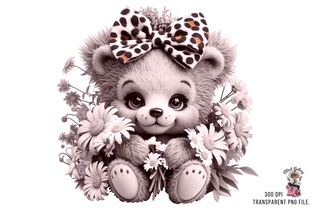 Bear with Leopard Bow PNG Bundle, a Graphic by Clipart Bloom (Photo 9 of 12)