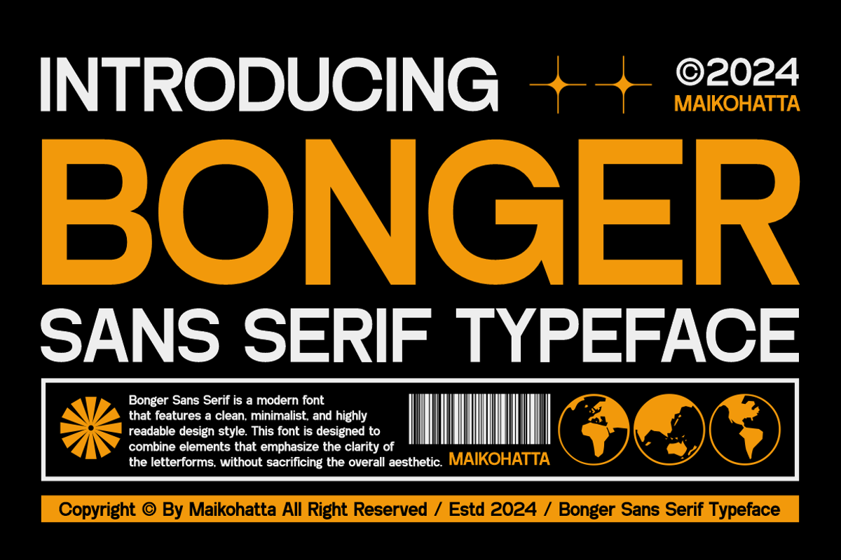 Bonger - Sans Serif Typeface, a Sans Serif Font by MaikoHatta (Photo 1 of 7)