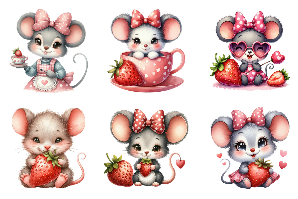 Minnie Animals Mouse Strawberry Clip, an Illustration by SinaCreation (Photo 2 of 5)