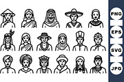 Cultural People Icon Set, an Illustration by designvectx (Thumbnail 1 of 3)