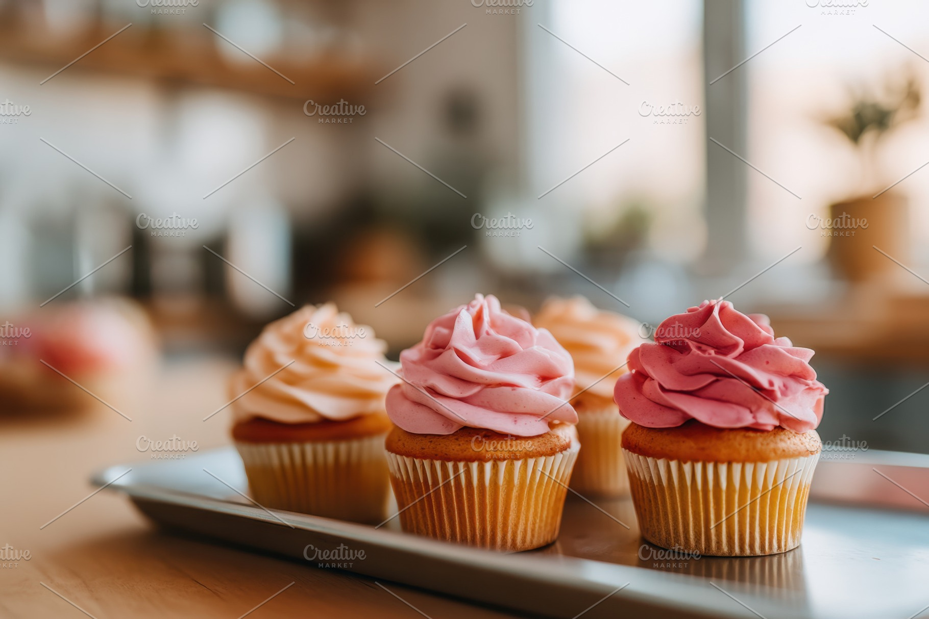Delicious cupcakes with colorful frosting, a Food & Drink Photo by AlyaAnd