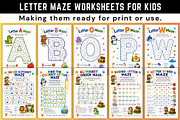 Letter Maze Worksheets for Kids, a Stationery Template by Designmela01 (Thumbnail 2 of 6)