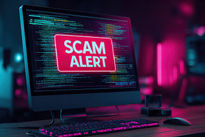 Scam Alert Computer Screen Warning C, a Photo by Pixeness Studio