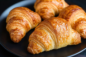 French pastry croissants, fresh baked, a Food & Drink Photo by AlyaAnd