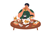 Fat people eating fast food set, a Food Illustration by Good Studio (Thumbnail 6 of 7)