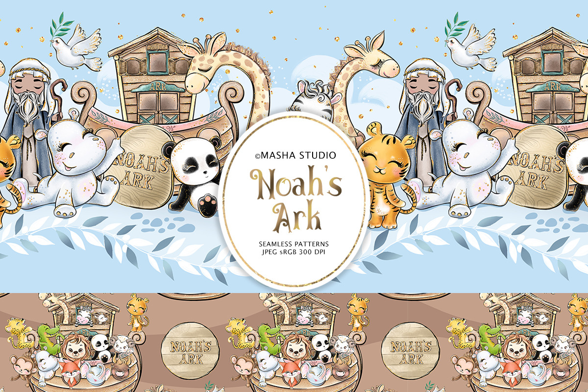 Noah's Ark Digital Papers, a Pattern Graphic by Masha  Studio (Photo 7 of 8)