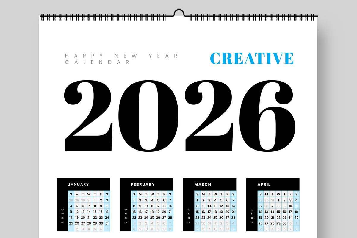 Modern 2026 Printable Wall Calendar, a Stationery Template by ContestDesign (Photo 2 of 3)