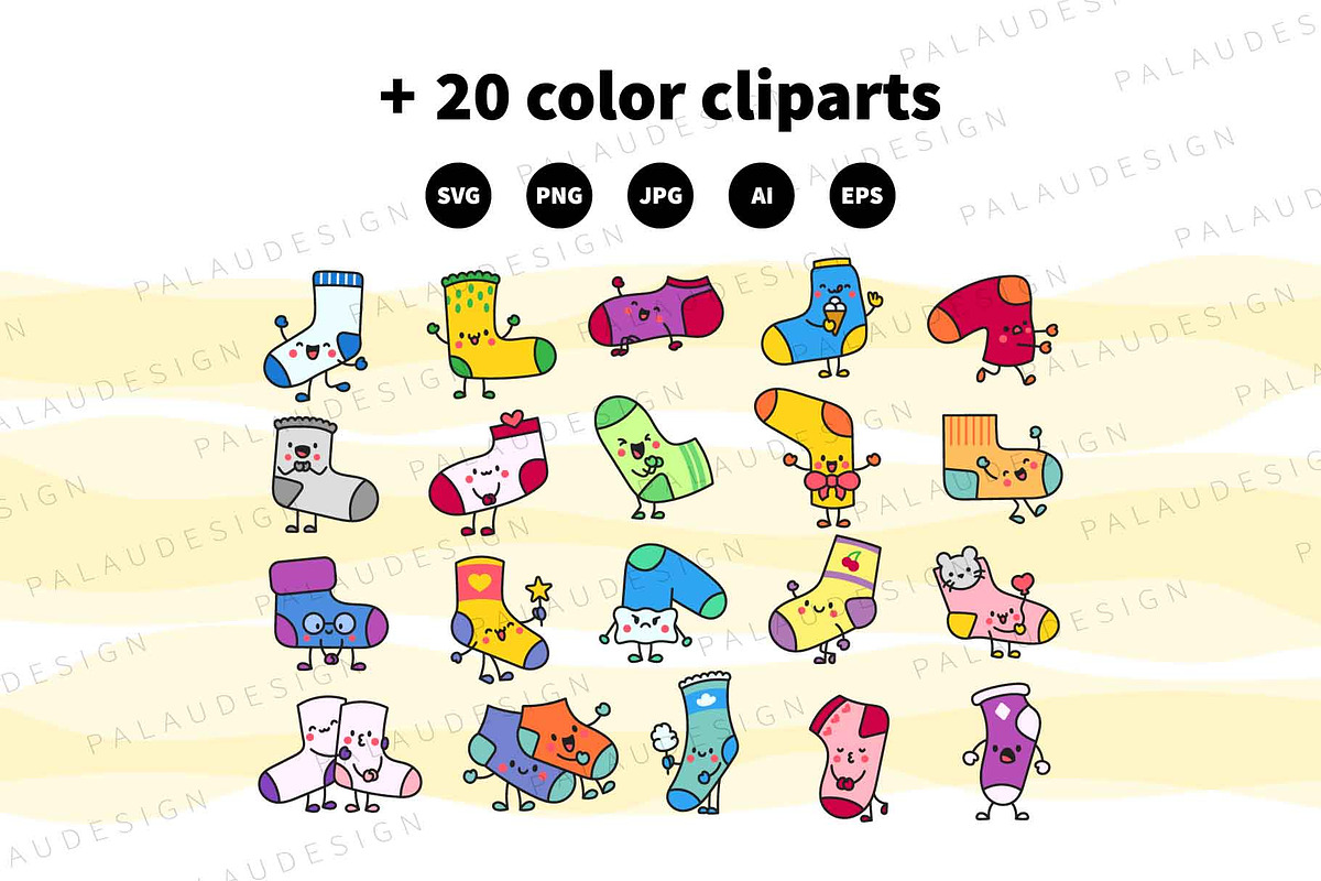Cute Kawaii Sock, an Object Illustration by Palau (Photo 10 of 12)