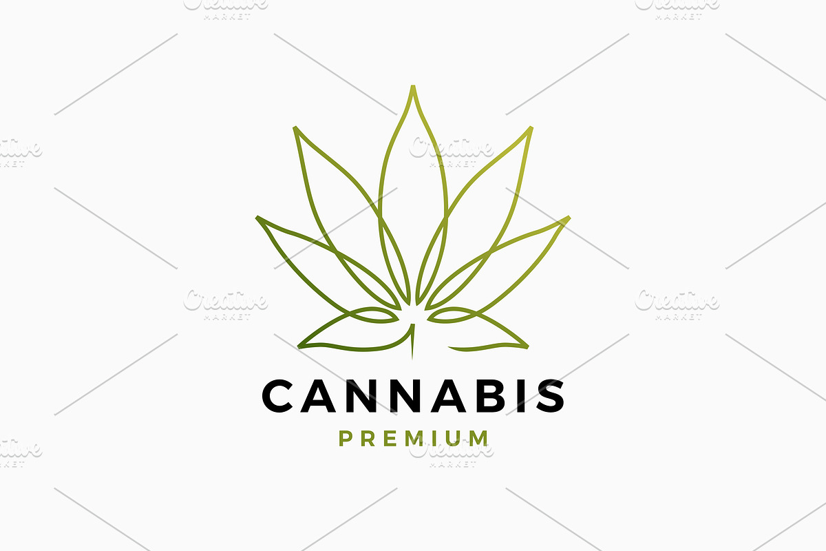 Cannabis indica continuous line logo, a Branding & Logo Template by VASTARD STUDIO