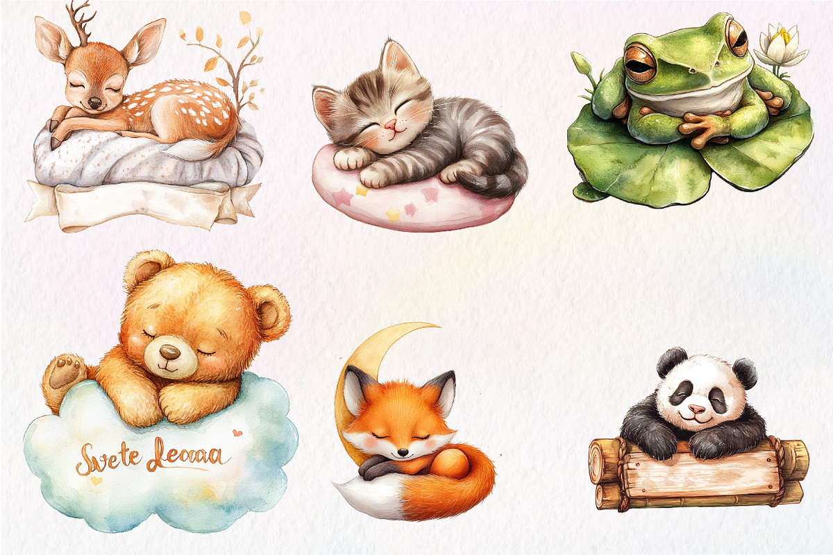 Sleepy Animals, Sweet Dreams Sign, an Illustration by CreationArt (Photo 6 of 9)
