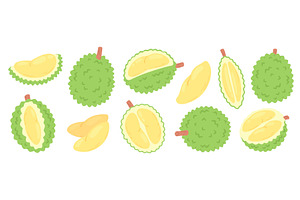 Durian fruits. Cartoon durian, a Food Illustration by LadadikArt
