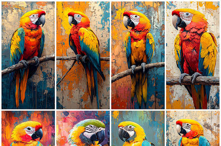 8 Macaw Abstract Art