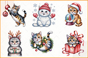 Whimsical Christmas Cat Clipart, an Illustration by Watercolor design (Thumbnail 4 of 4)